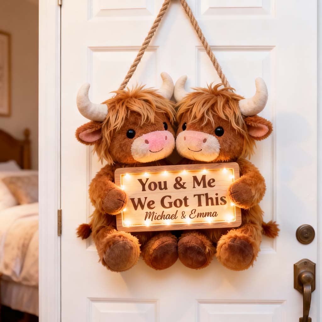 You & Me We Got This - Personalized Highland Cow LED Light Acrylic Sign