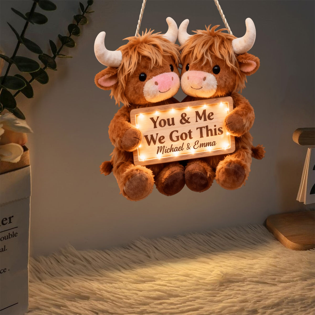 You & Me We Got This - Personalized Highland Cow LED Light Acrylic Sign