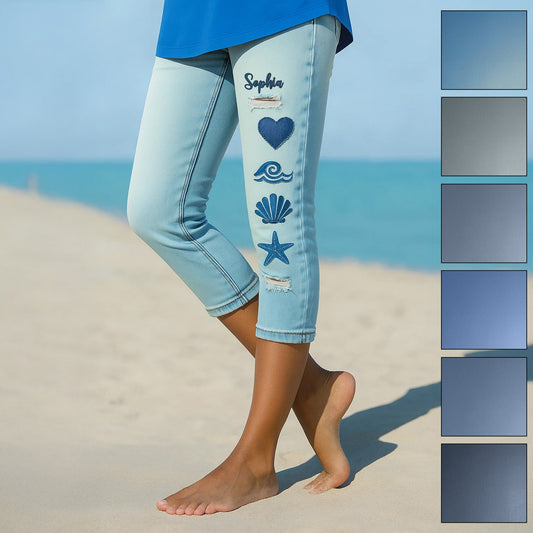 Beach Lovin' Girl - Personalized Sea Lover Capri Leggings