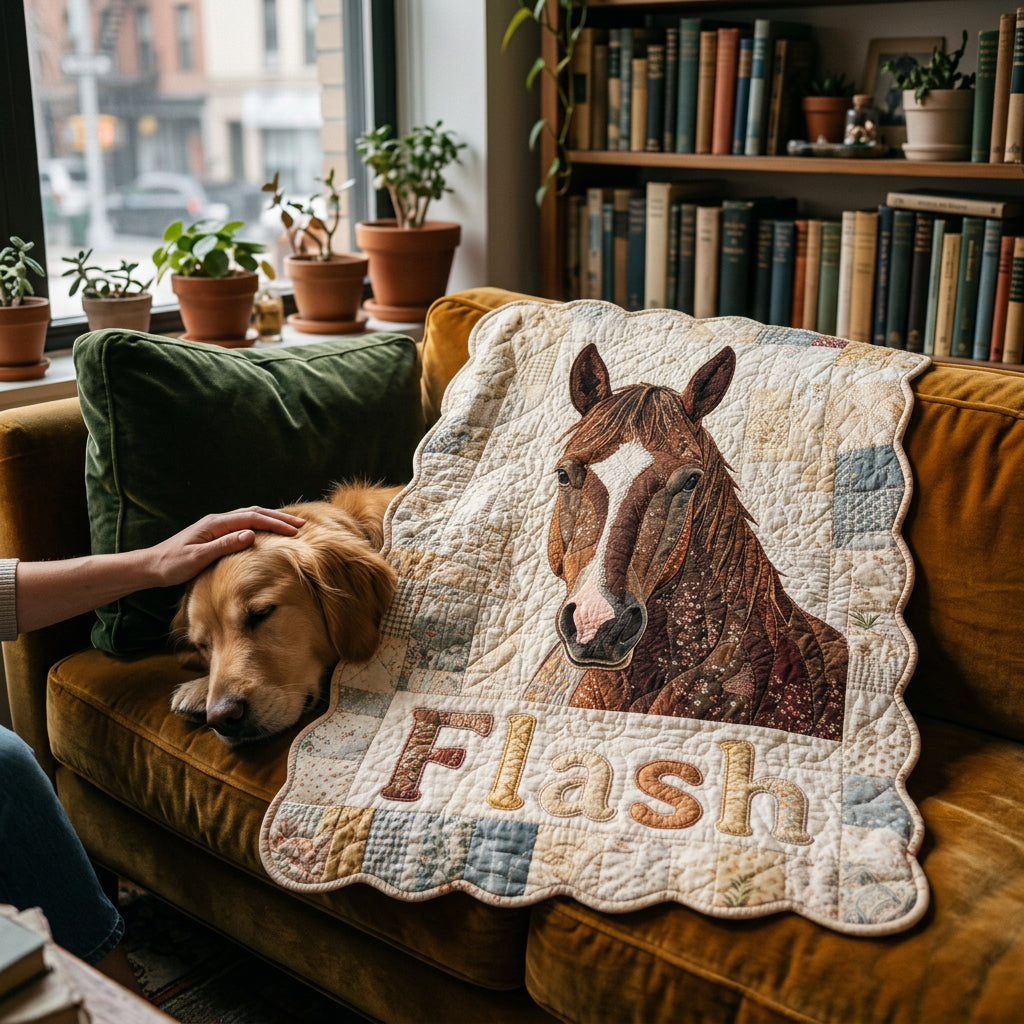 Love Horse - Personalized Horse Shaped Fleece Blanket