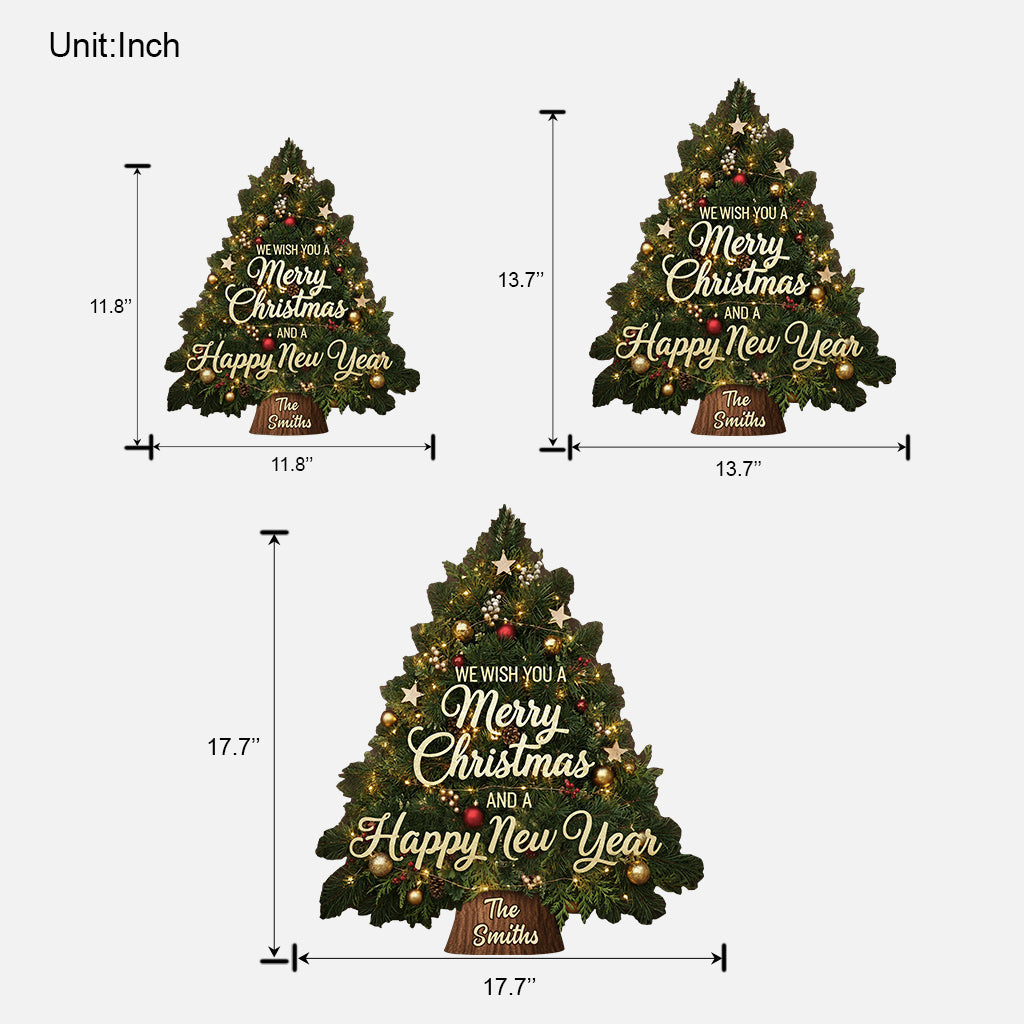 Christmas Tree Wreath Decoration - Personalized Family Custom Shaped Wood Sign