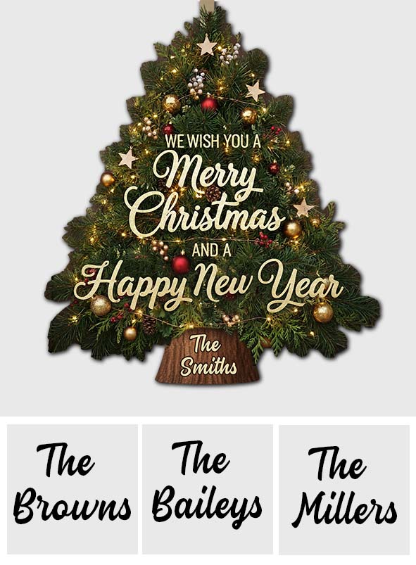 Christmas Tree Wreath Decoration - Personalized Family Custom Shaped Wood Sign