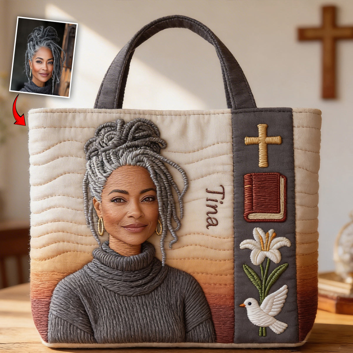 Custom Any Photo Believe - Personalized Christian Quilted Tote Bag