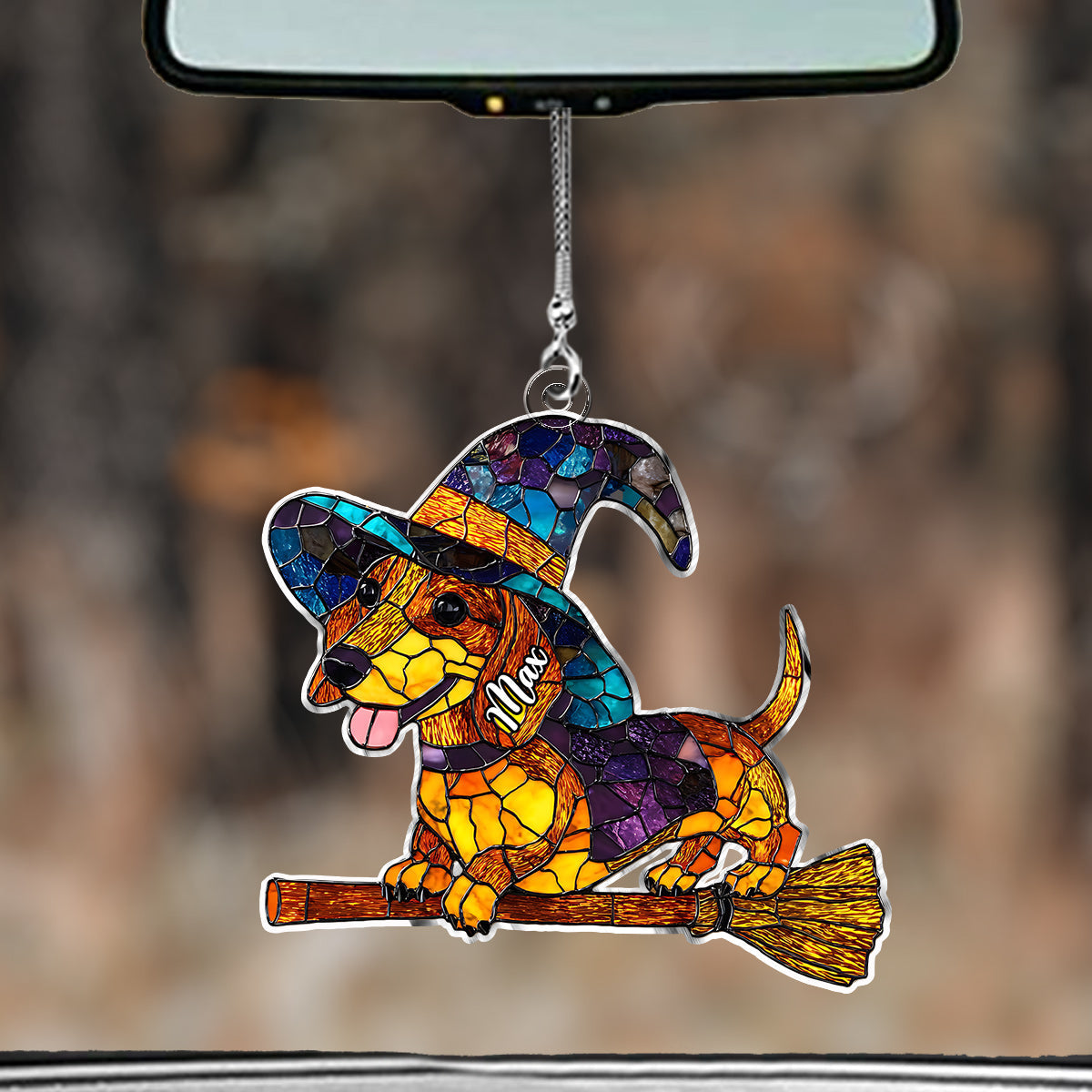 Halloween effrayant - Ornement de voiture personnalisé en forme de chien