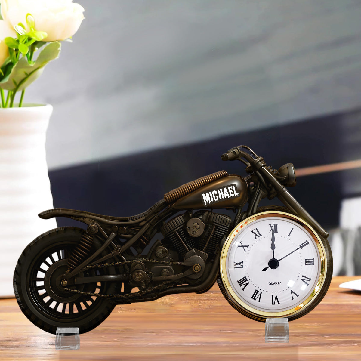 Zeit zum Fahren – Personalisierte Acryl-Uhrenplakette für Biker
