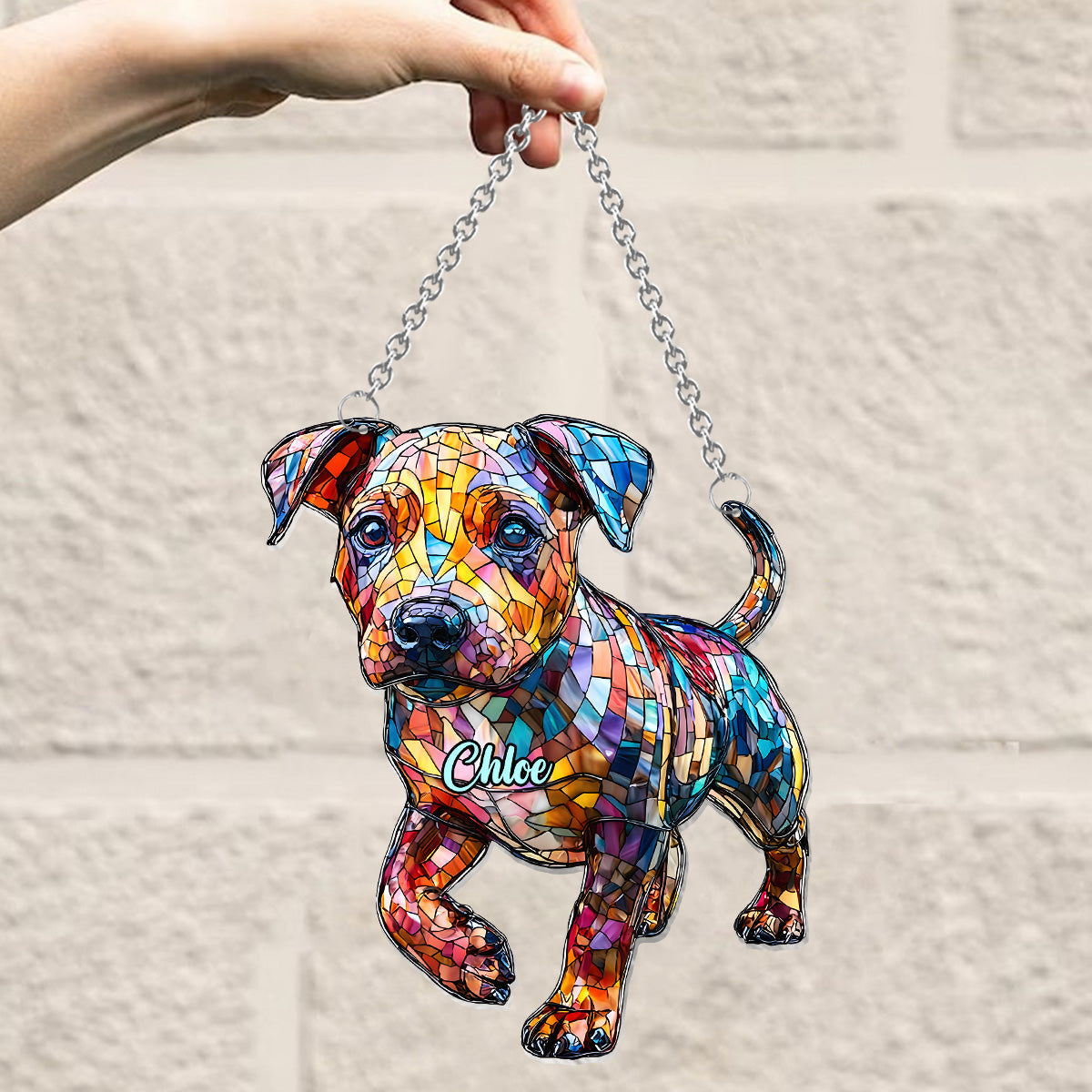 Love Pitbulls - Personalized Pitbull Window Hanging Suncatcher Ornament