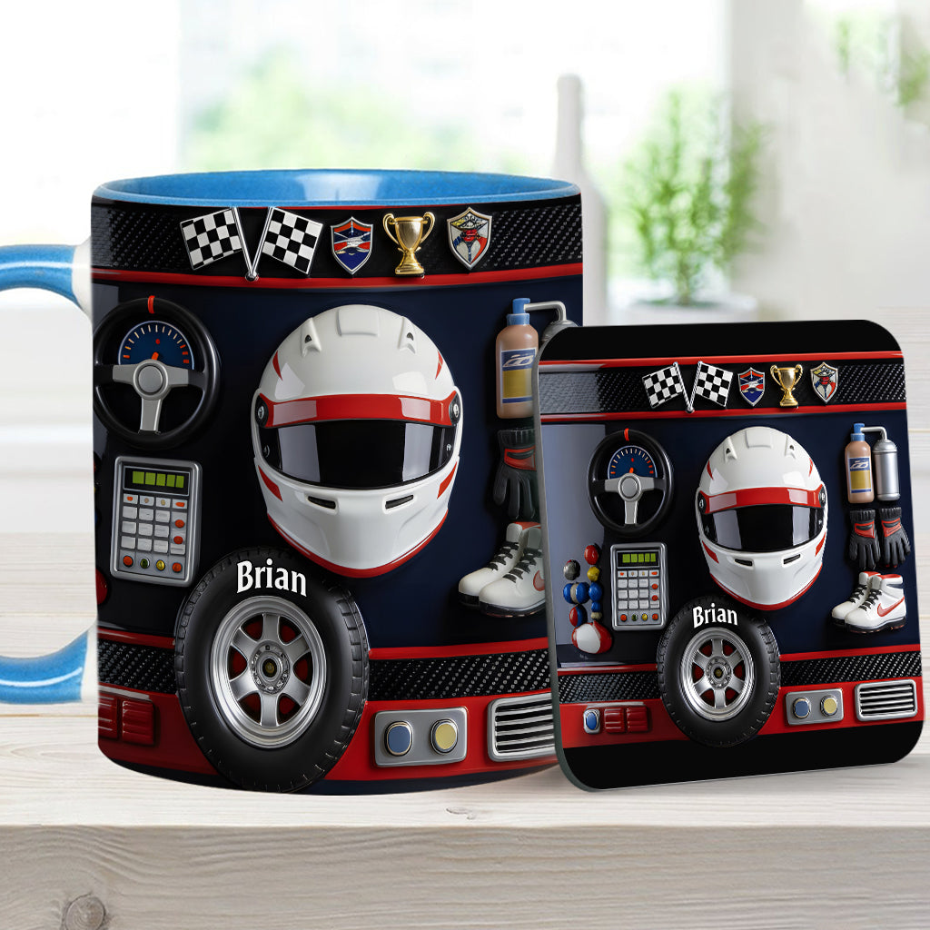 Born to Race - Personalized Racing Accent Mug & Coaster