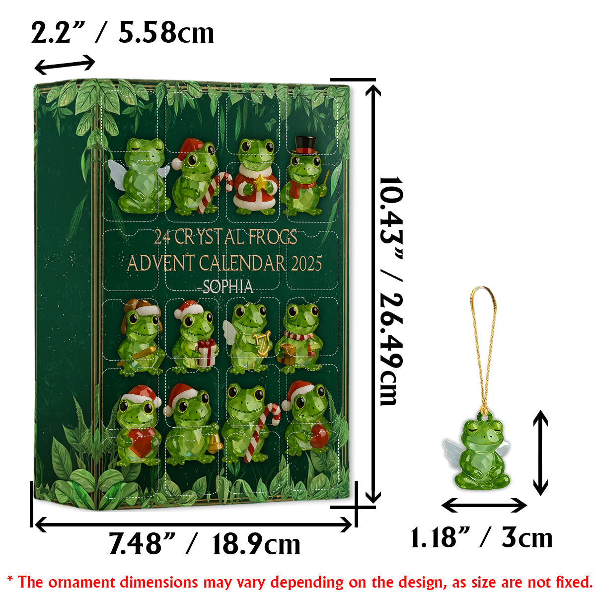 Frog Lovers - Personalized Frog Advent Calendar With Ornaments