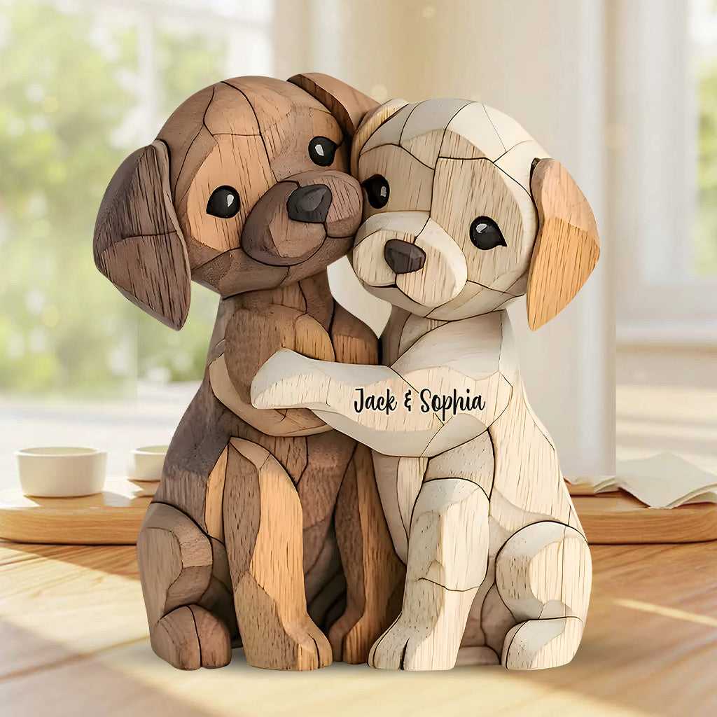Hugging Puppies - Personalized Dog Custom Shaped Acrylic Plaque