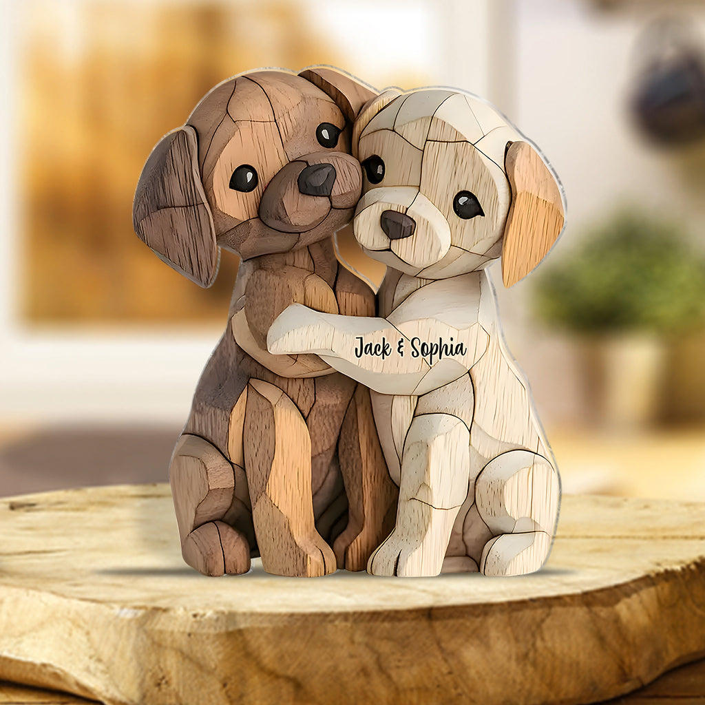 Hugging Puppies - Personalized Dog Custom Shaped Acrylic Plaque