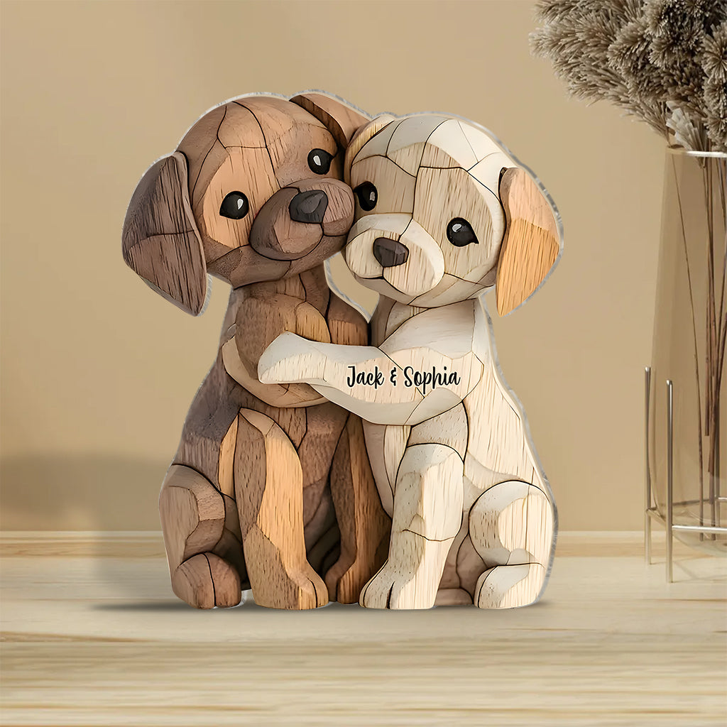 Hugging Puppies - Personalized Dog Custom Shaped Acrylic Plaque
