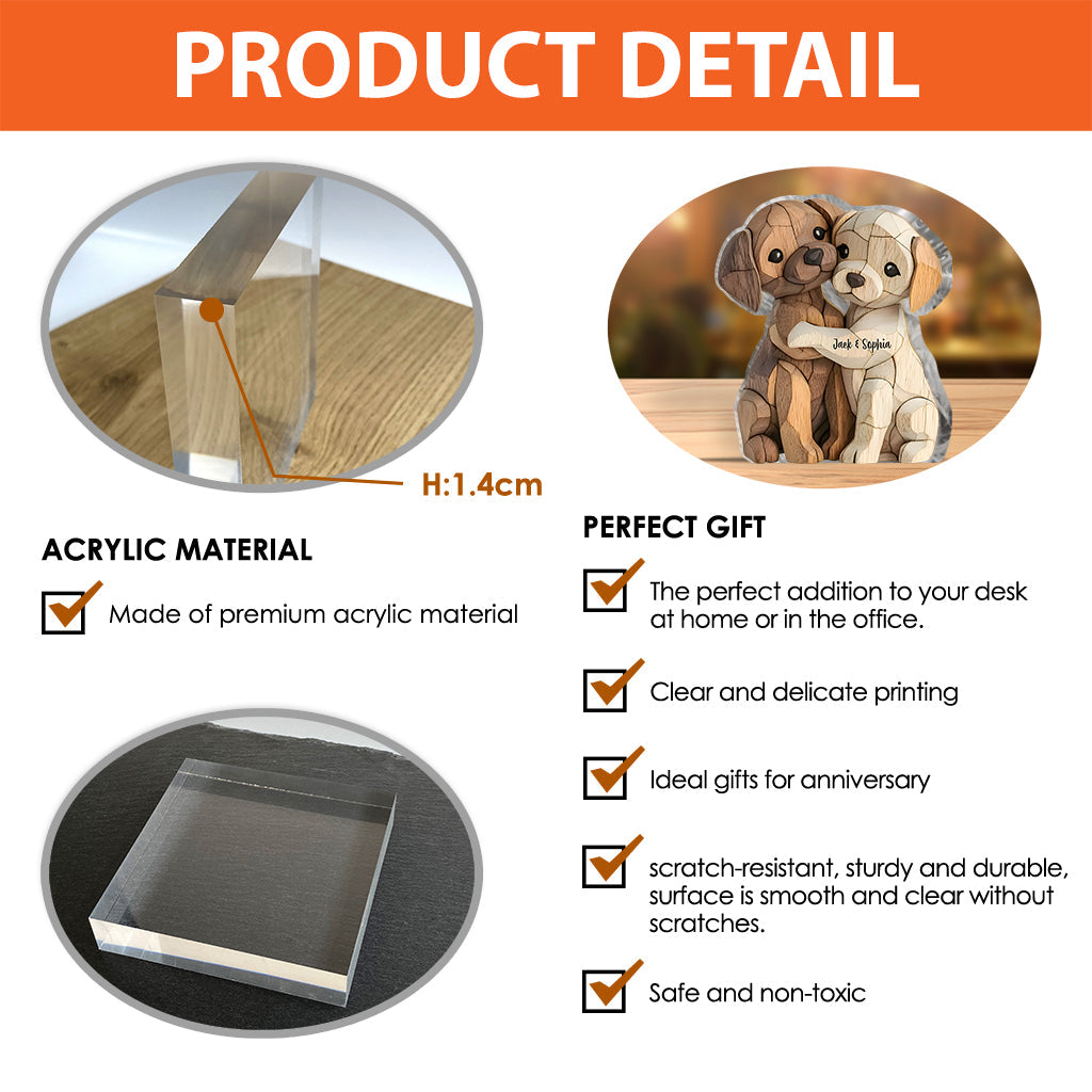 Hugging Puppies - Personalized Dog Custom Shaped Acrylic Plaque