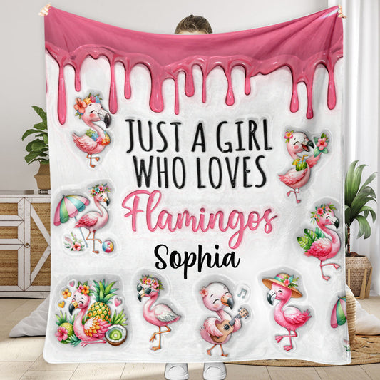 Just A Girl Who Loves Flamingos - Personalized Flamingo Blanket
