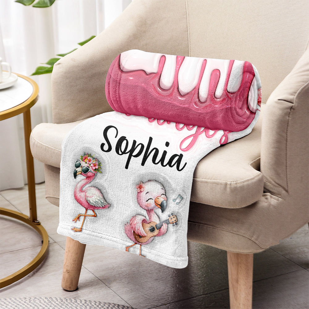 Just A Girl Who Loves Flamingos - Personalized Flamingo Blanket
