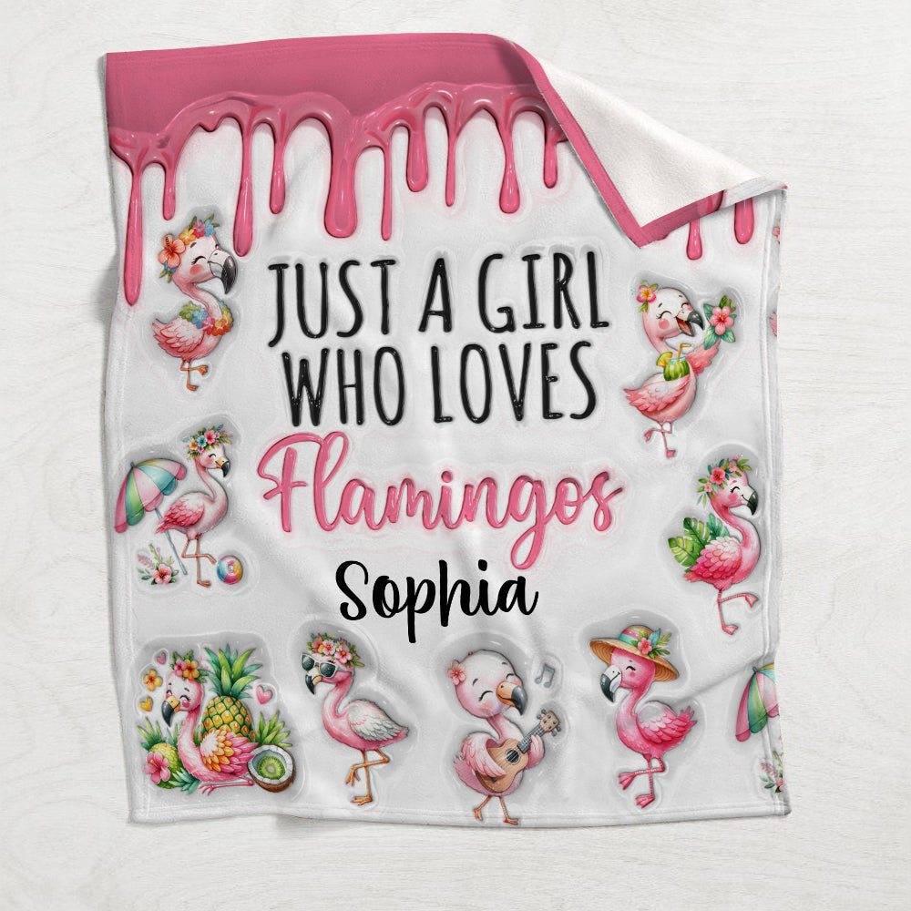 Just A Girl Who Loves Flamingos - Personalized Flamingo Blanket