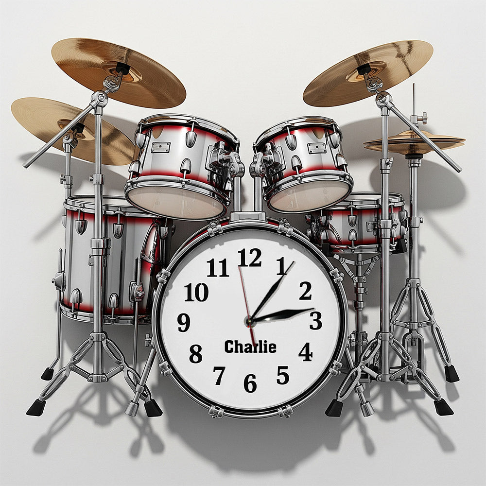 Horloge murale lumineuse LED personnalisée pour batteur « Heure de jouer de la batterie »