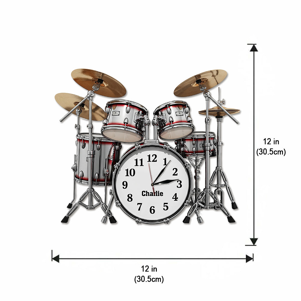 Horloge murale lumineuse LED personnalisée pour batteur « Heure de jouer de la batterie »