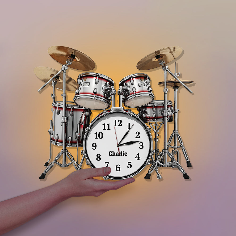 Horloge murale lumineuse LED personnalisée pour batteur « Heure de jouer de la batterie »