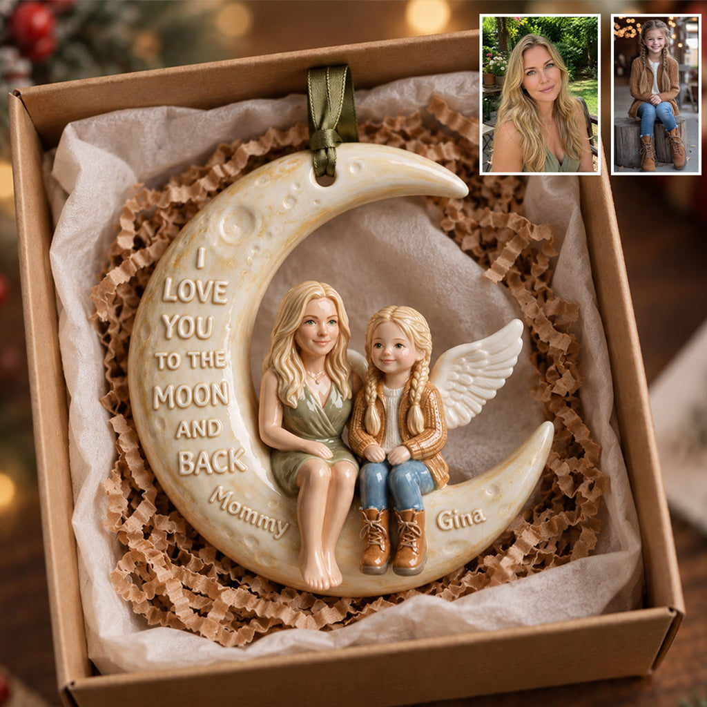 To The Moon And Back - Personalized Memorial Premium 3D Ornament