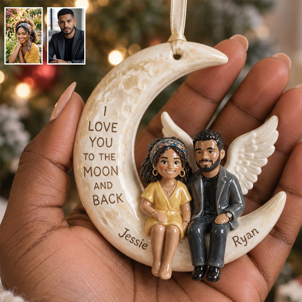 To The Moon And Back - Personalized Memorial Premium 3D Ornament