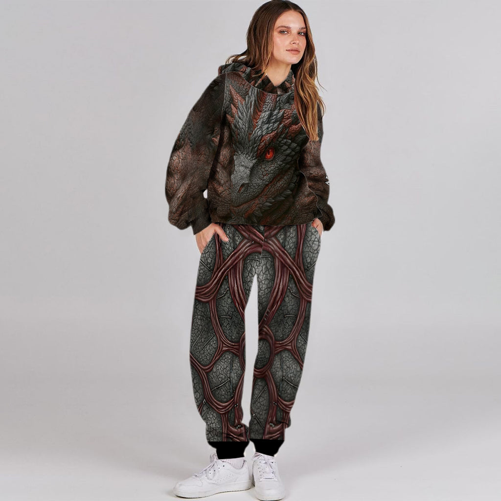 Cadeau pour les amoureux des dragons - Sweat à capuche et pantalon de survêtement personnalisés avec un dragon