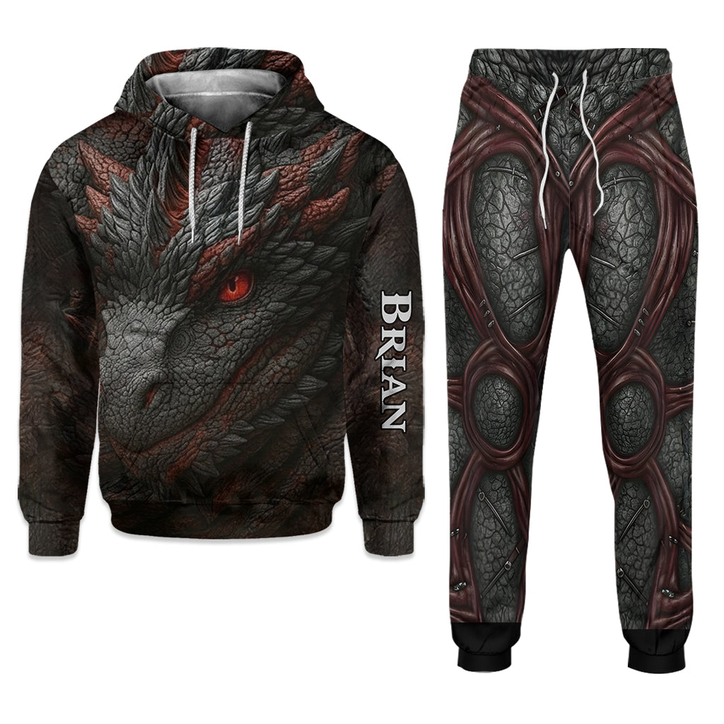 Cadeau pour les amoureux des dragons - Sweat à capuche et pantalon de survêtement personnalisés avec un dragon