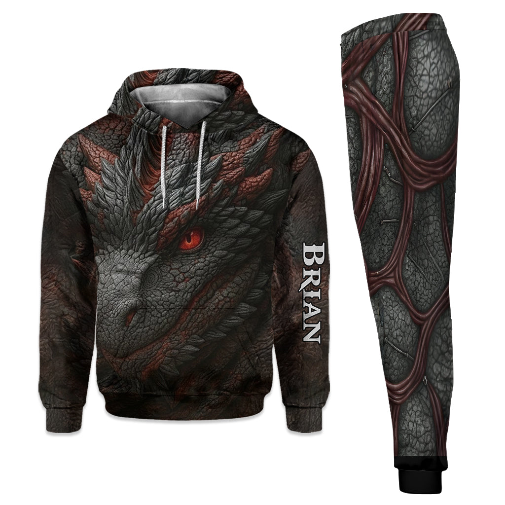 Cadeau pour les amoureux des dragons - Sweat à capuche et pantalon de survêtement personnalisés avec un dragon