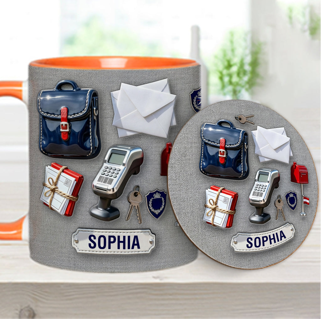 Der beste Postbote der Welt – Personalisierte Tasse und Untersetzer mit Postboten-Motiv