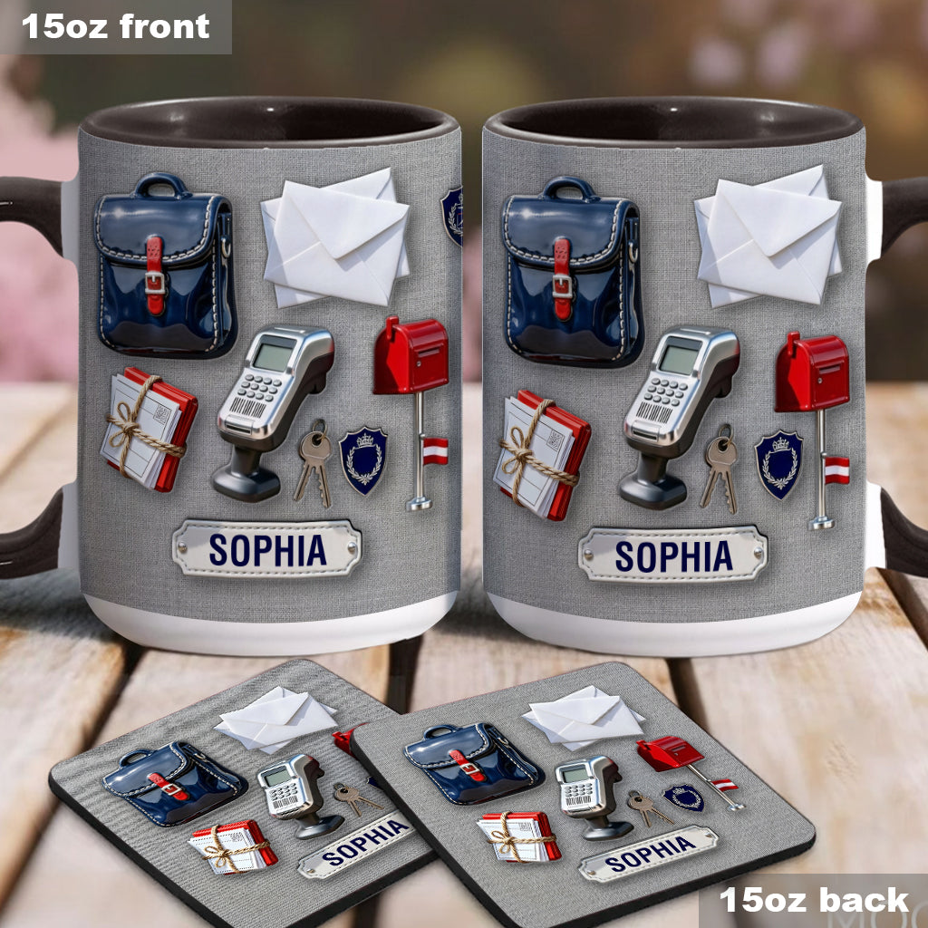 Der beste Postbote der Welt – Personalisierte Tasse und Untersetzer mit Postboten-Motiv