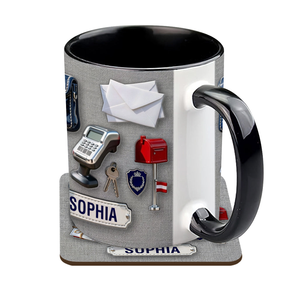 Der beste Postbote der Welt – Personalisierte Tasse und Untersetzer mit Postboten-Motiv