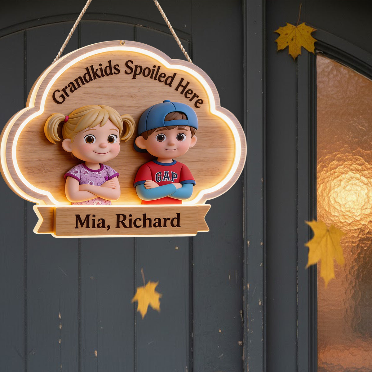 Grandkids Spoiled Here - Personalized Grandma LED Light Acrylic Sign