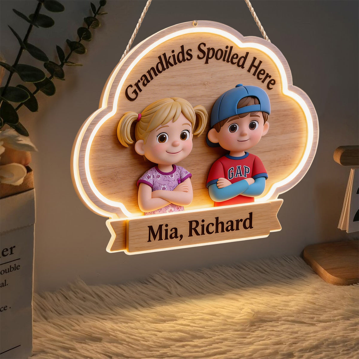 Grandkids Spoiled Here - Personalized Grandma LED Light Acrylic Sign