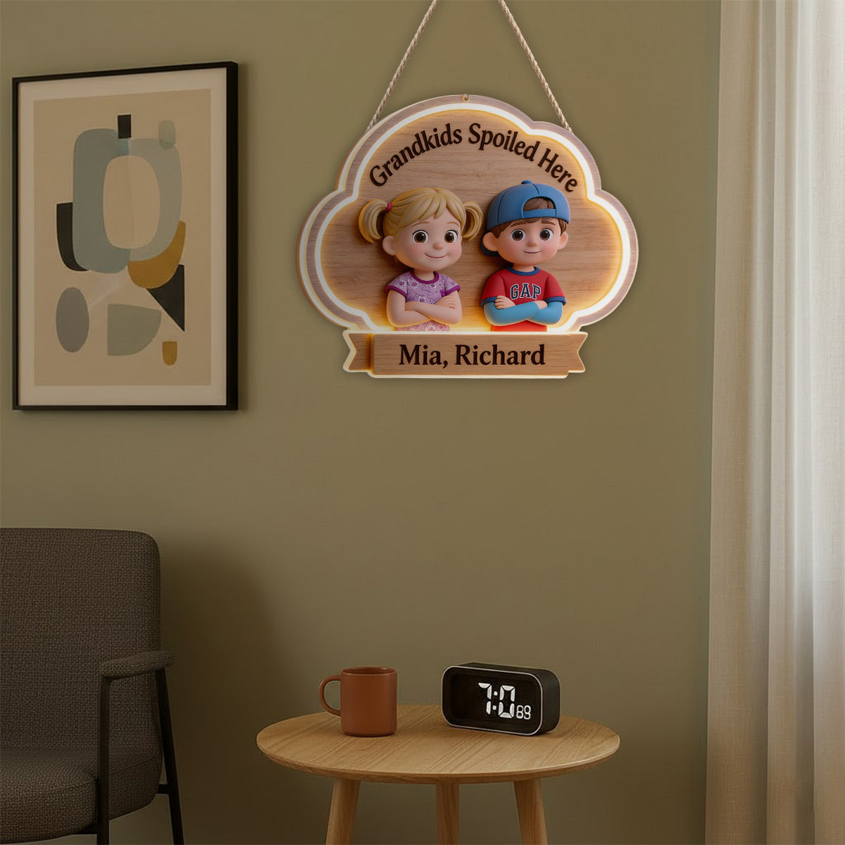 Grandkids Spoiled Here - Personalized Grandma LED Light Acrylic Sign