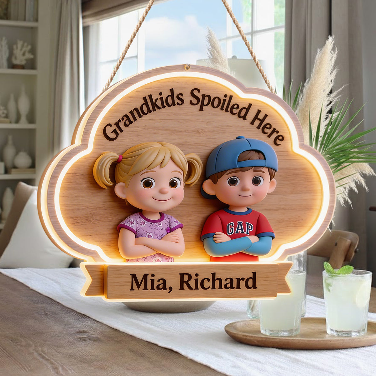 Grandkids Spoiled Here - Personalized Grandma LED Light Acrylic Sign