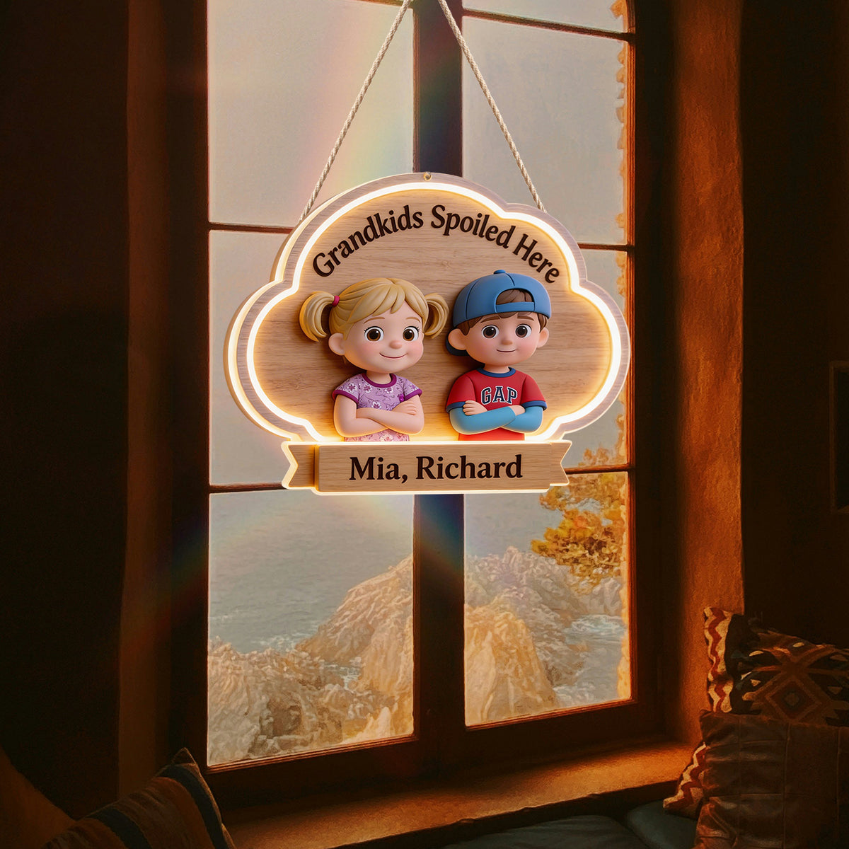 Grandkids Spoiled Here - Personalized Grandma LED Light Acrylic Sign