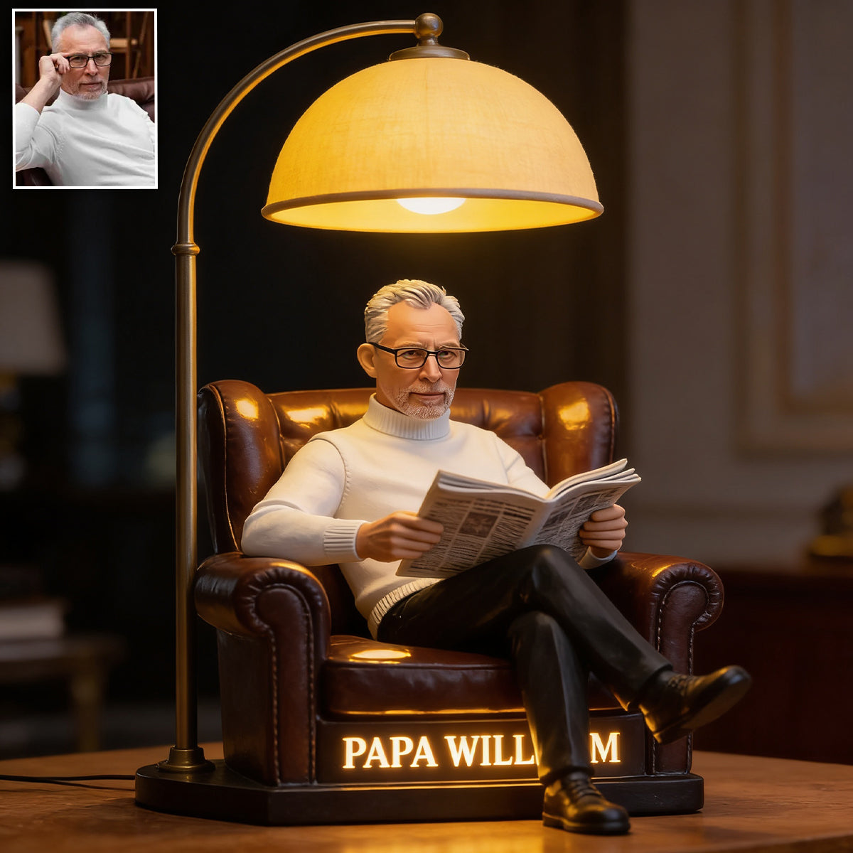 Lampe Personnalisée à Partir d'une Photo - Cadeau pour Papa - Veilleuse LED Acrylique Personnalisée