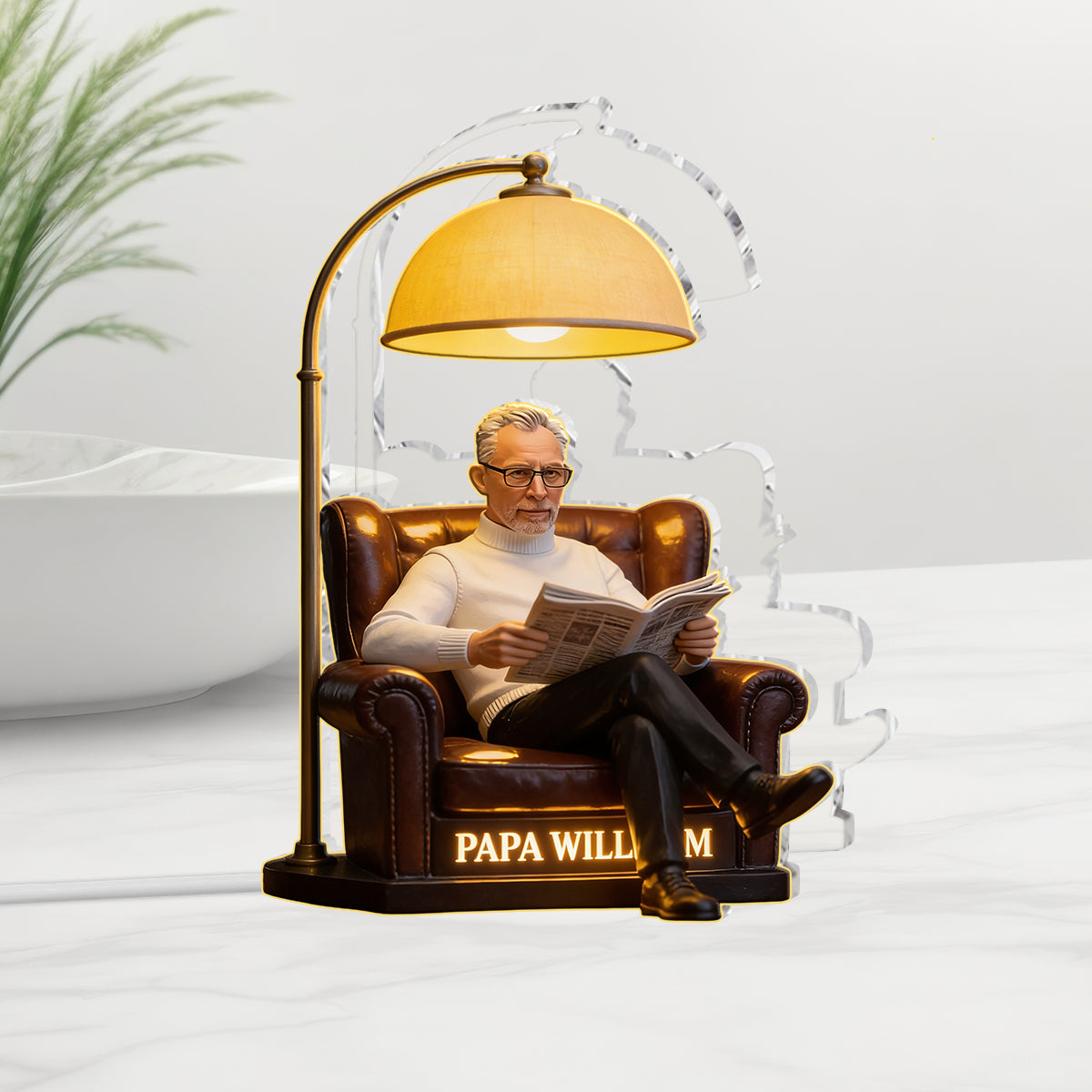 Lampe Personnalisée à Partir d'une Photo - Cadeau pour Papa - Veilleuse LED Acrylique Personnalisée