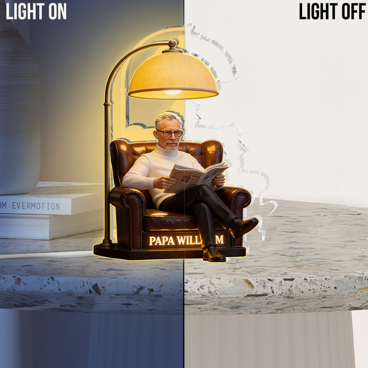 Lampe Personnalisée à Partir d'une Photo - Cadeau pour Papa - Veilleuse LED Acrylique Personnalisée