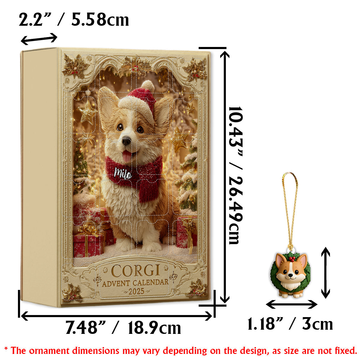 Liebe Corgis – Personalisierter Corgi-Adventskalender mit Ornamenten