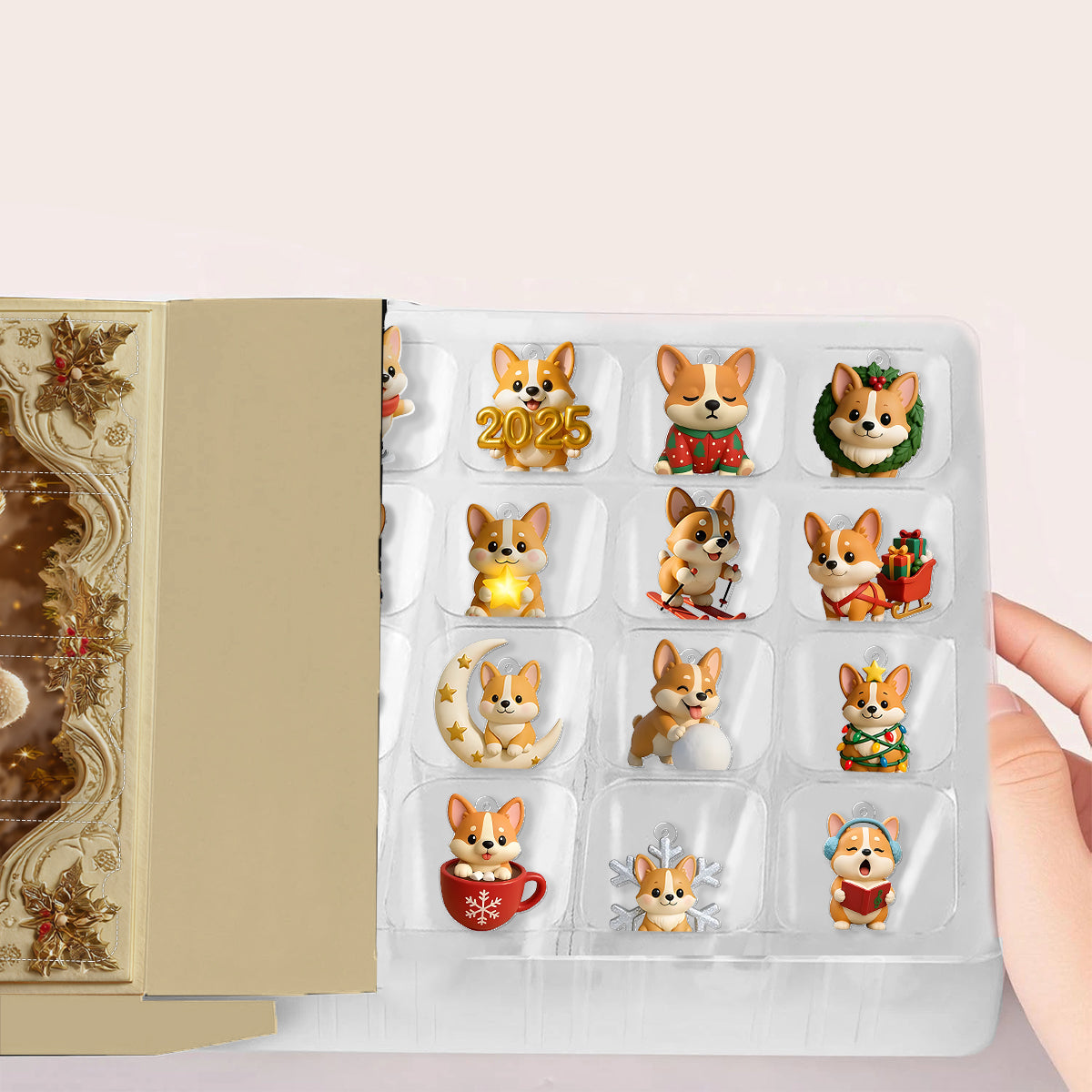 Liebe Corgis – Personalisierter Corgi-Adventskalender mit Ornamenten