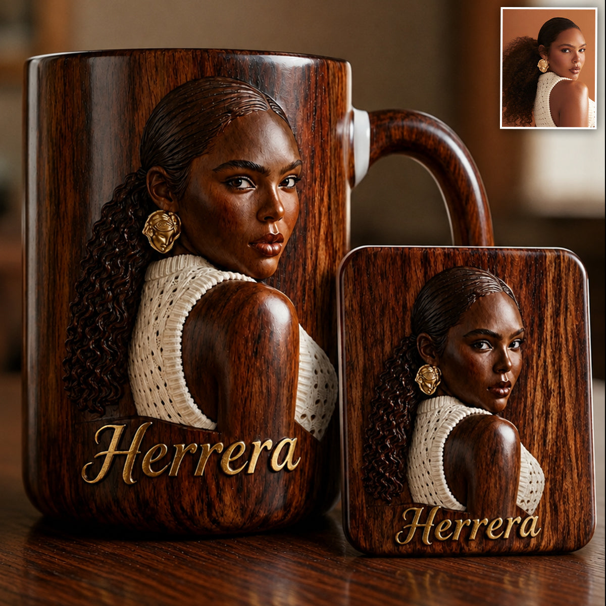 Afro Woman - Personalized African American Accent Mug & Coaster