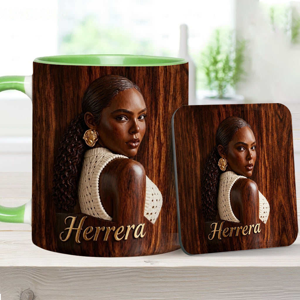 Afro Woman - Personalized African American Accent Mug & Coaster