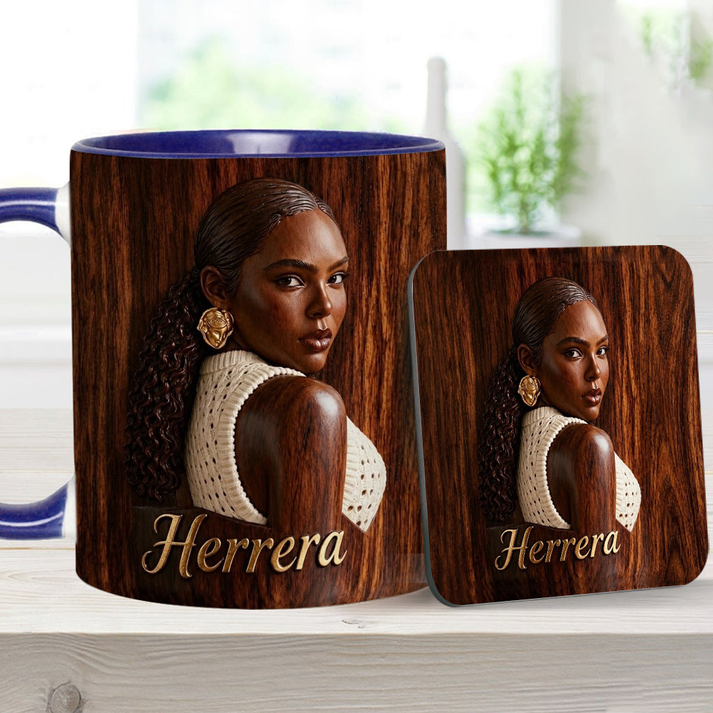 Afro Woman - Personalized African American Accent Mug & Coaster