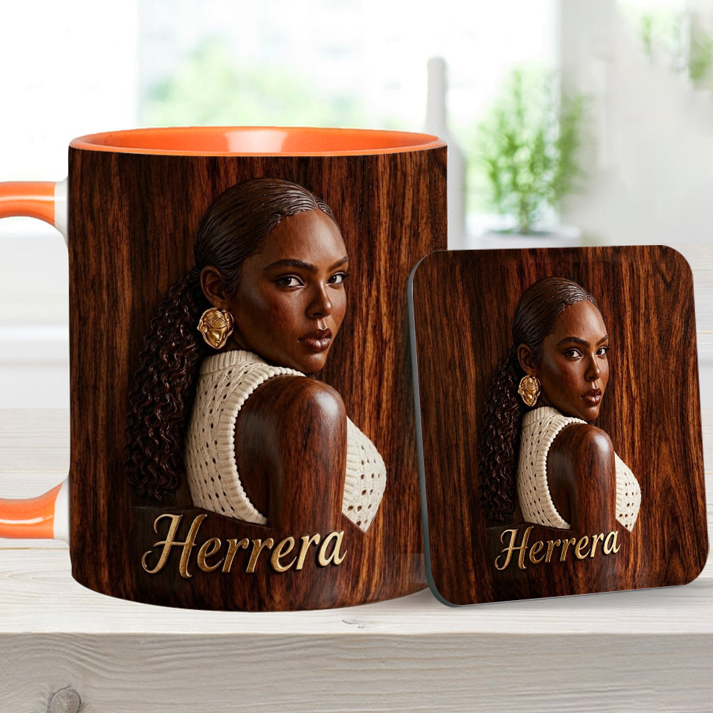 Afro Woman - Personalized African American Accent Mug & Coaster