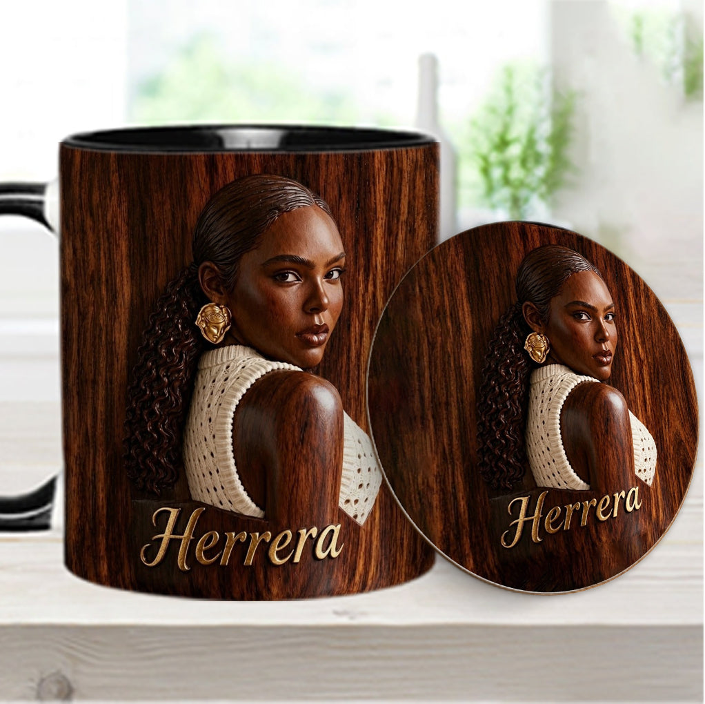 Afro Woman - Personalized African American Accent Mug & Coaster