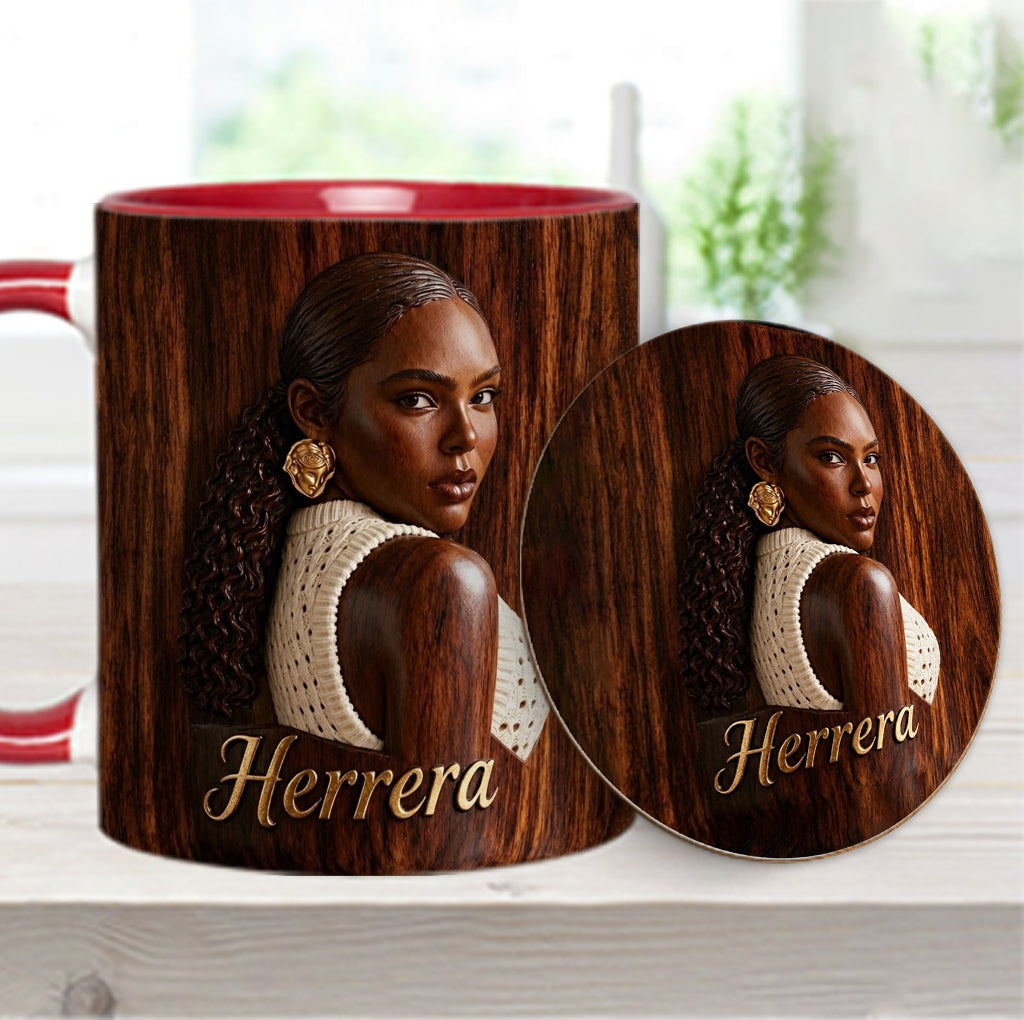 Afro Woman - Personalized African American Accent Mug & Coaster
