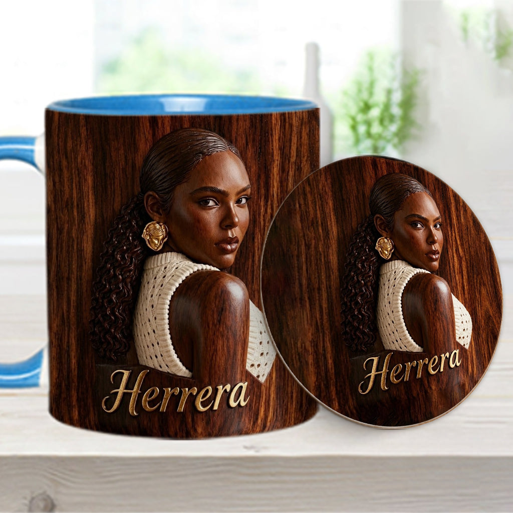 Afro Woman - Personalized African American Accent Mug & Coaster