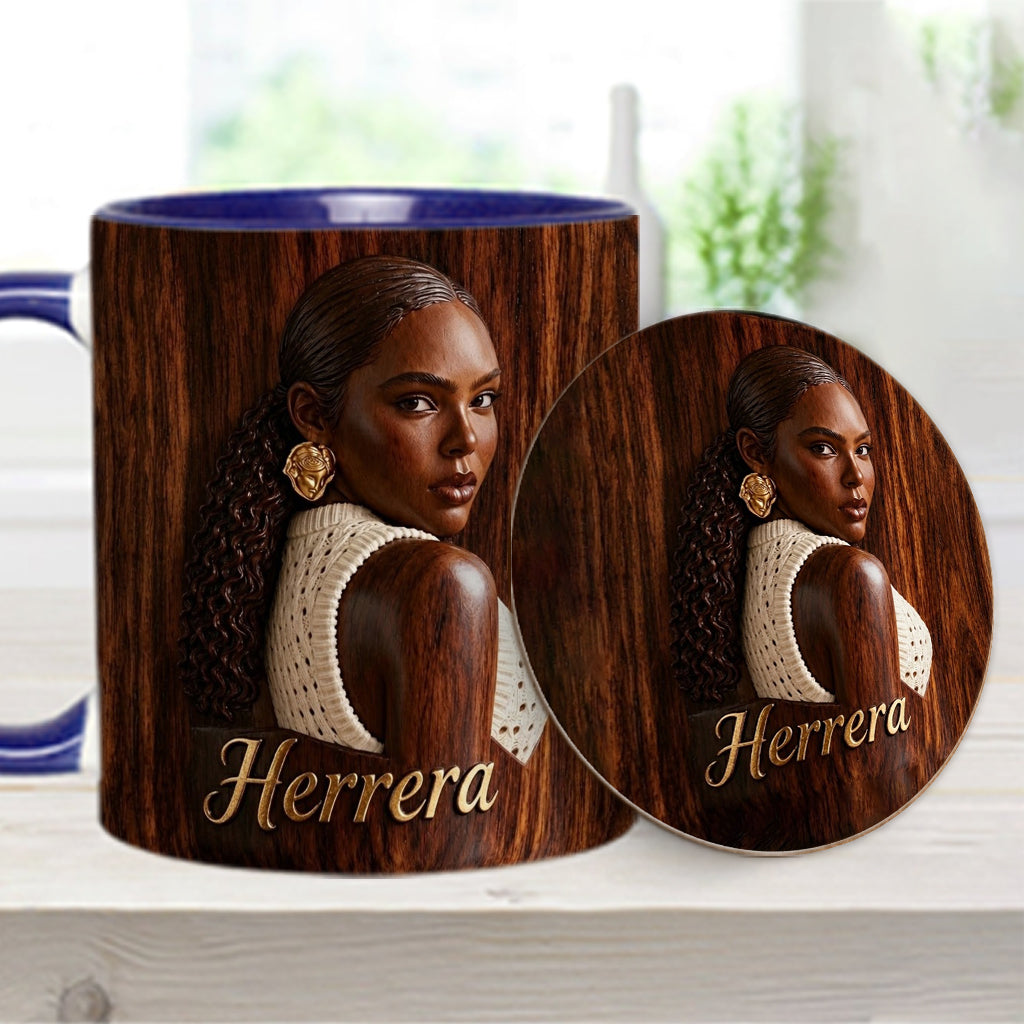 Afro Woman - Personalized African American Accent Mug & Coaster