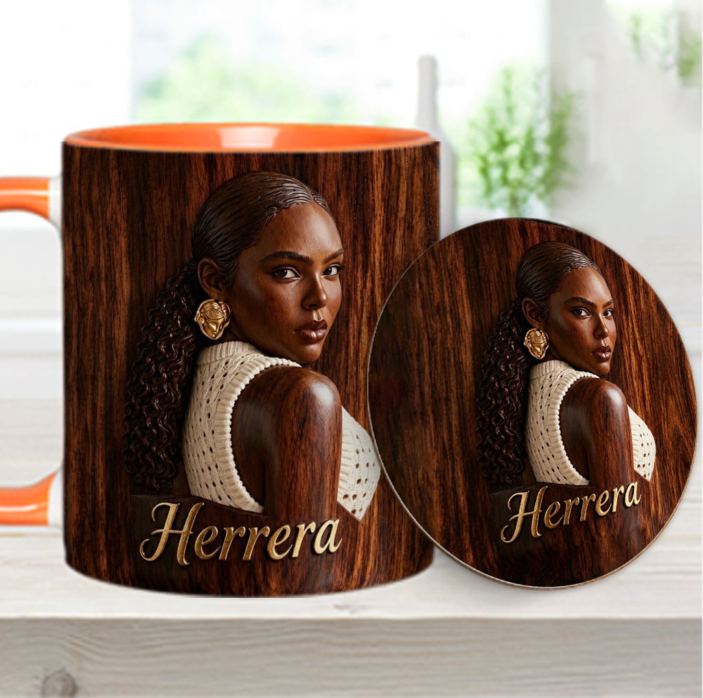 Afro Woman - Personalized African American Accent Mug & Coaster