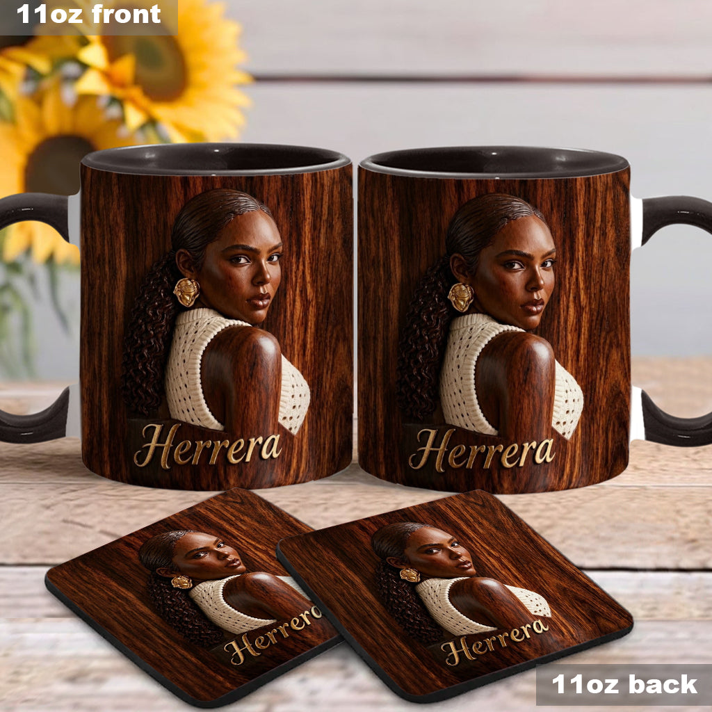 Afro Woman - Personalized African American Accent Mug & Coaster